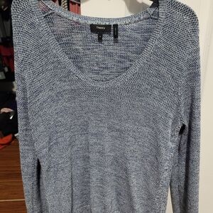 Theory Women's Blue Heathered Scoop Neck Sweater